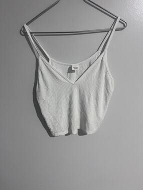 Destined Tank Womens XL White V-Neck Strappy Ribbed Knit Stretch Casual Summer